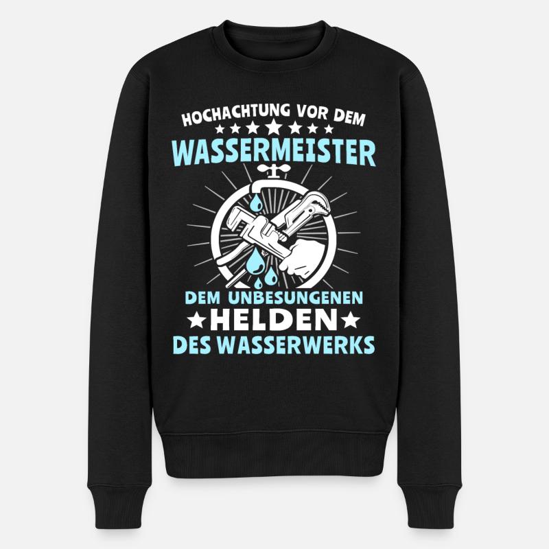 Wassermeister Sprüche Wasserversorgungstechniker - Männer Premium Bio Pullover - Schwarz