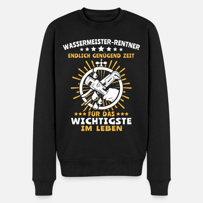 Wassermeister Sprüche - Männer Premium Bio Pullover - Schwarz