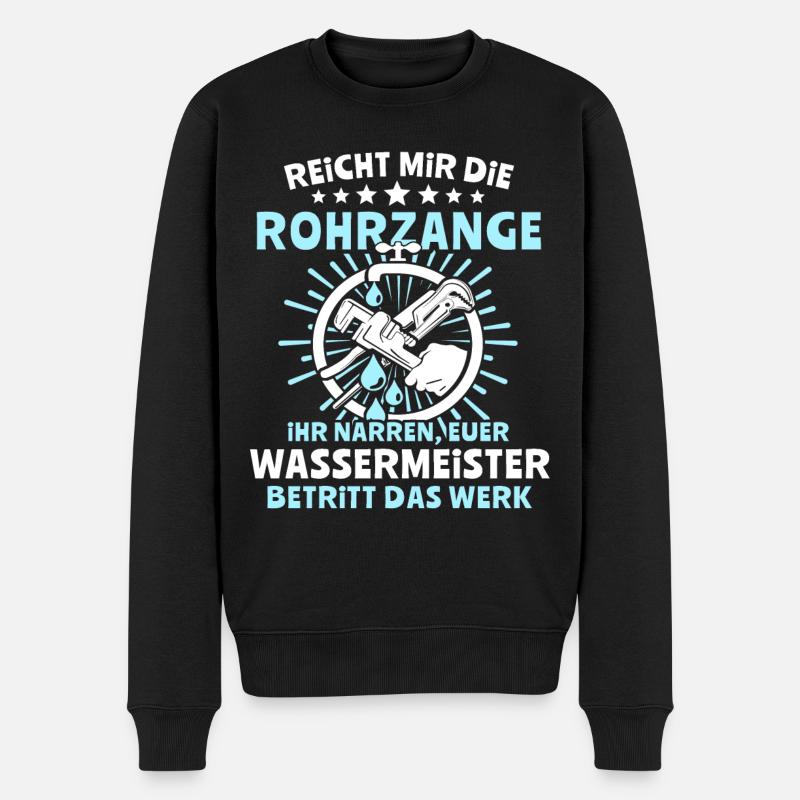 Wassermeister Sprüche - Männer Premium Bio Pullover - Schwarz