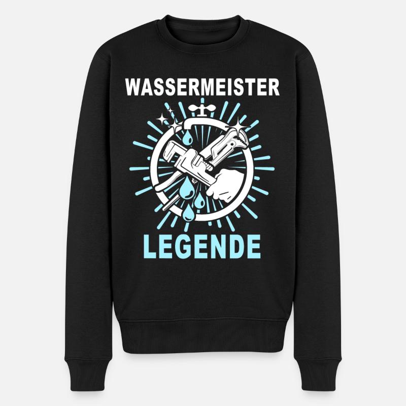 Wassermeister Sprüche - Männer Premium Bio Pullover - Schwarz
