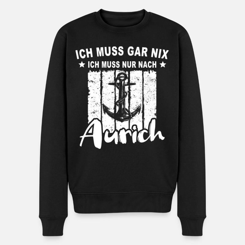 Aurich Auricher - Männer Premium Bio Pullover - Schwarz
