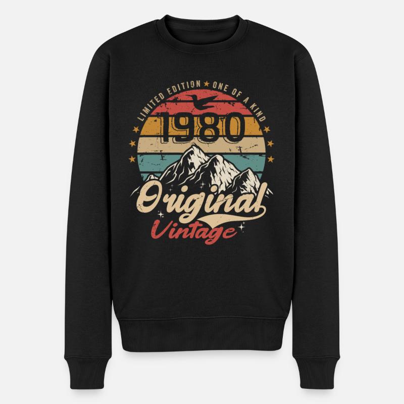 Original Vintage 1980 limitierte Auflage 1980 - Männer Premium Bio Pullover - Schwarz