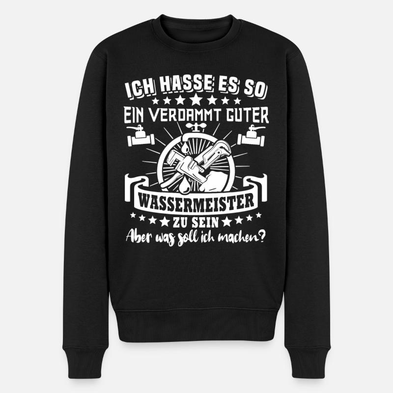Wassermeister - Männer Premium Bio Pullover - Schwarz
