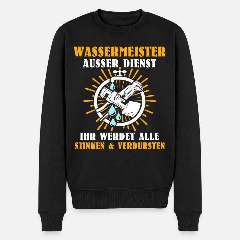 Wassermeister Sprüche - Männer Premium Bio Pullover - Schwarz
