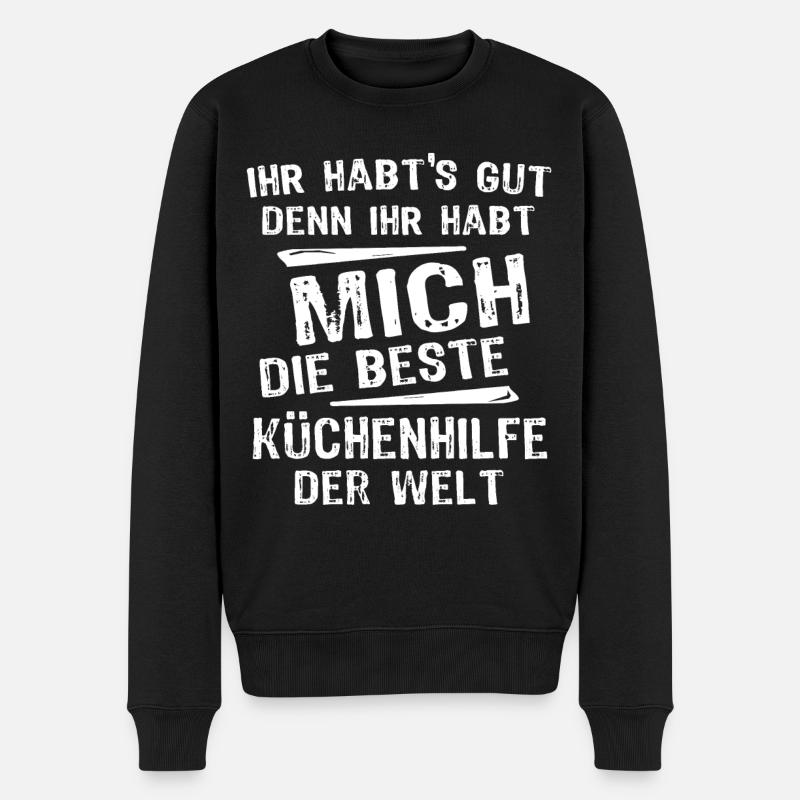 Küchenhilfe - Männer Premium Bio Pullover - Schwarz