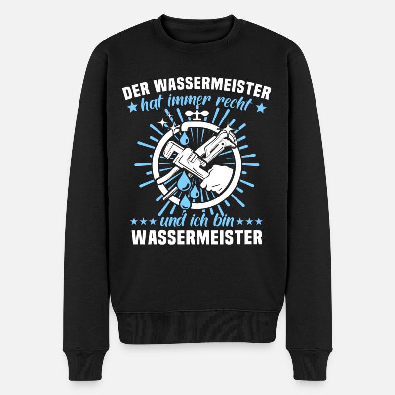 Wassermeister - Männer Premium Bio Pullover - Schwarz