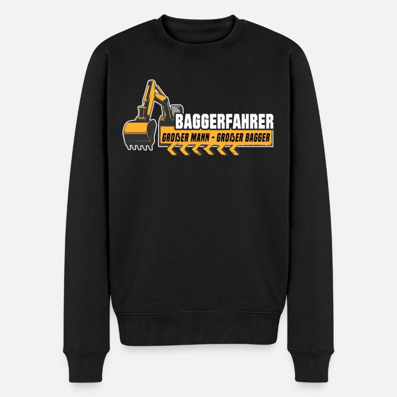 Baggerführer Sprüche Baggerfahrer - Männer Premium Bio Pullover - Schwarz