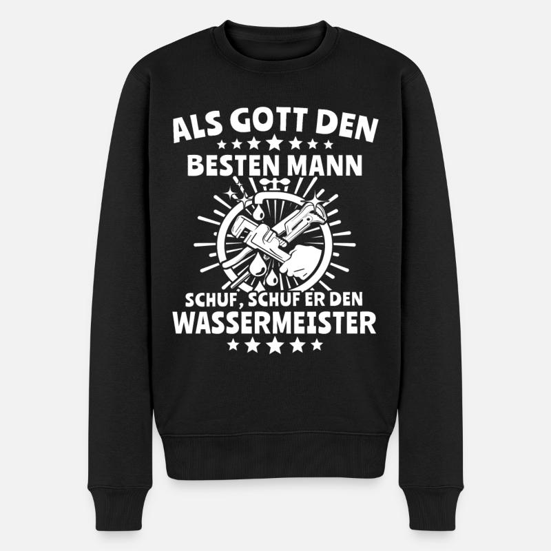 Wassermeister Sprüche - Männer Premium Bio Pullover - Schwarz