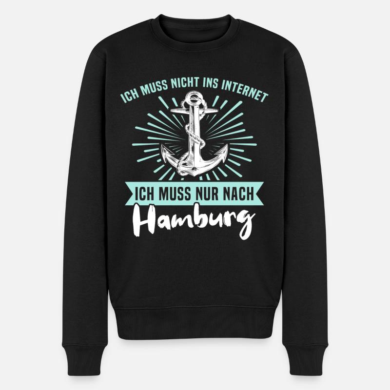 Hamburg Hamburger - Männer Premium Bio Pullover - Schwarz