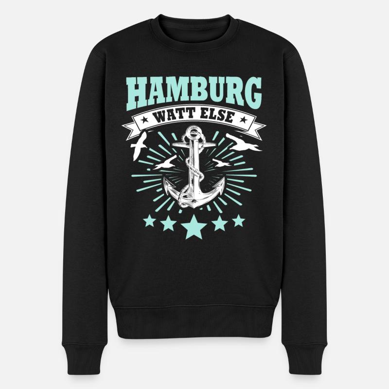 Hamburg Hamburger - Männer Premium Bio Pullover - Schwarz