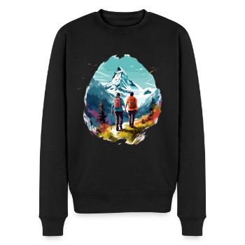 Zermatt, Matterhorn, Cervin montagne, randonneur - Pull Premium bio Homme - noir - Devant - Nico (187cm)