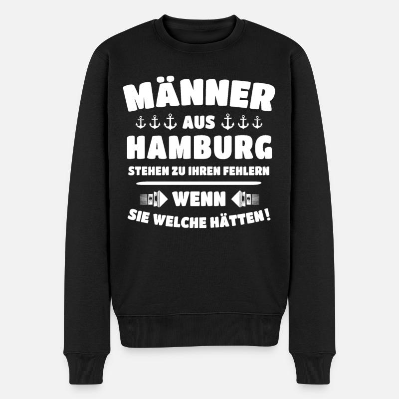 Hamburg Spruch - Männer Premium Bio Pullover - Schwarz