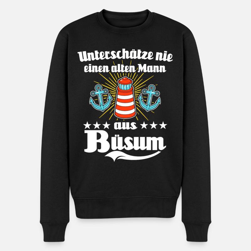 Büsum Mann - Männer Premium Bio Pullover - Schwarz