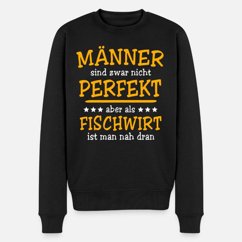 Fischwirt Sprüche - Männer Premium Bio Pullover - Schwarz