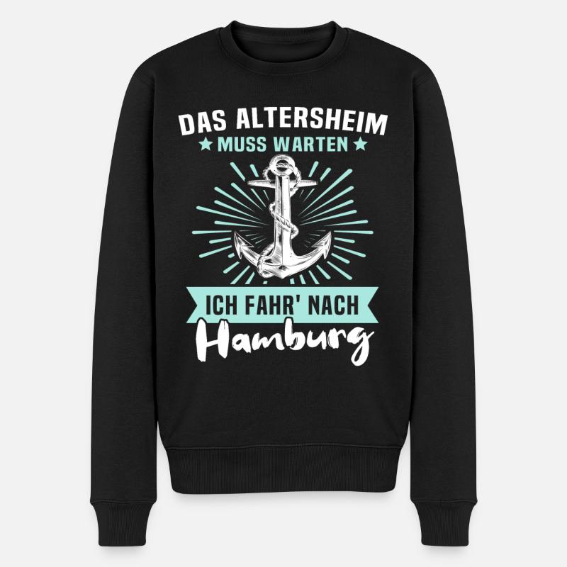 Hamburg - Männer Premium Bio Pullover - Schwarz