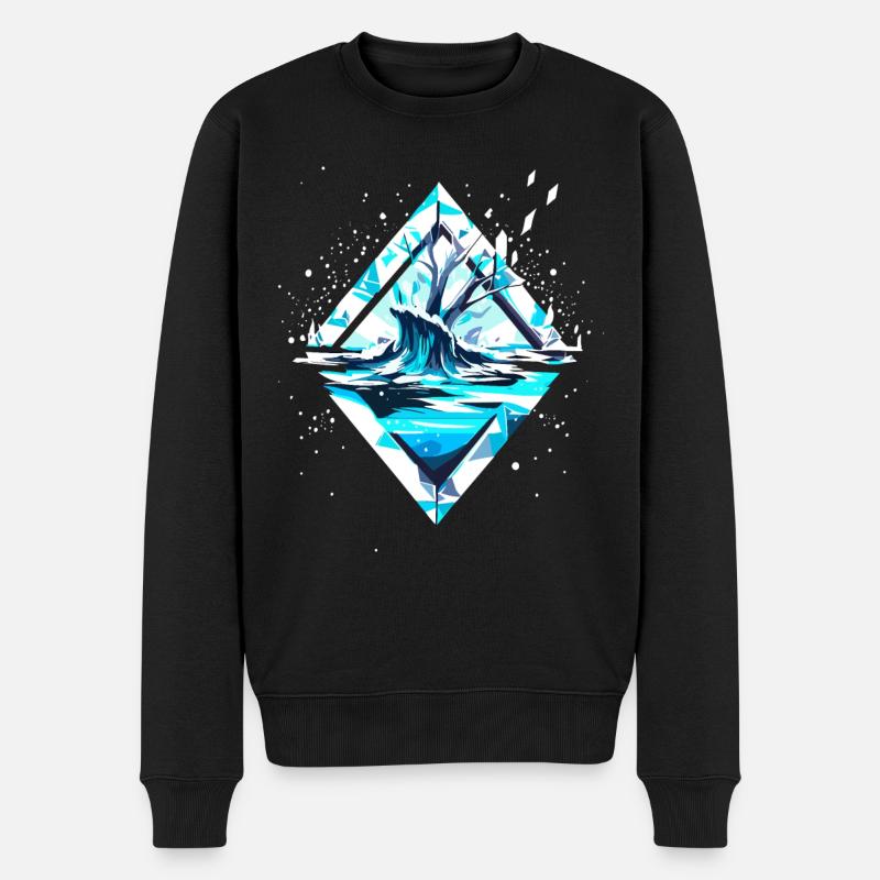 Schnee Eiskristall Winterlandschaft - Männer Premium Bio Pullover - Schwarz