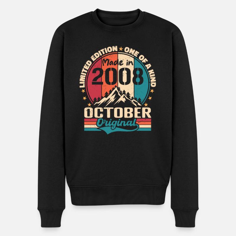Oktober 2008 Geburtstagsgeschenk 2008 Oktober - Männer Premium Bio Pullover - Schwarz