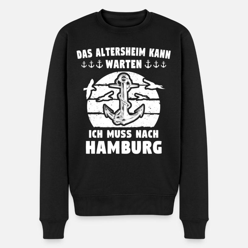 Hamburg - Männer Premium Bio Pullover - Schwarz