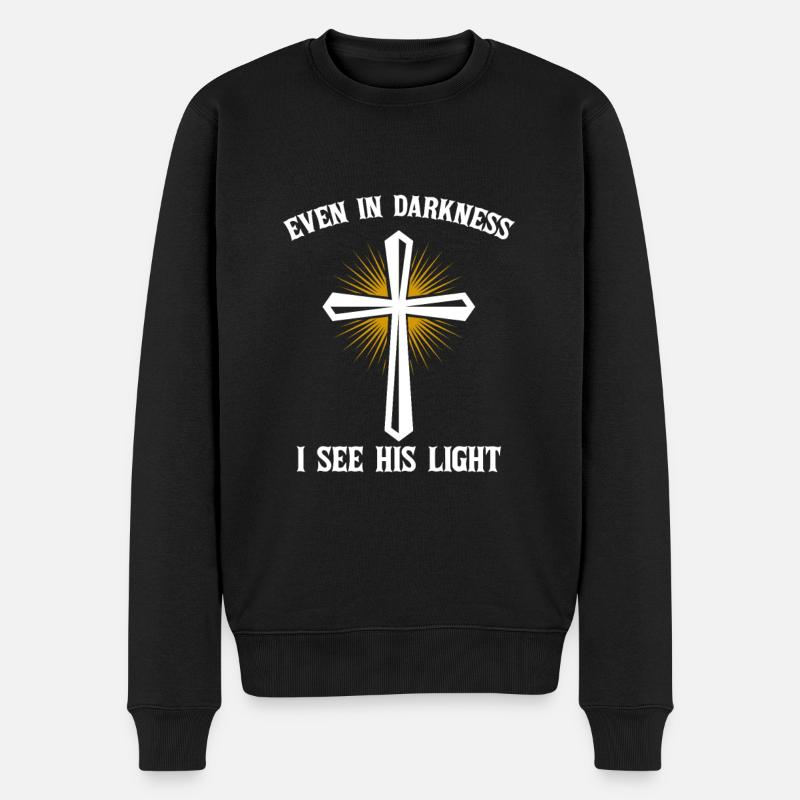 Botschaften aus der Bibel Licht der Welt - Männer Premium Bio Pullover - Schwarz