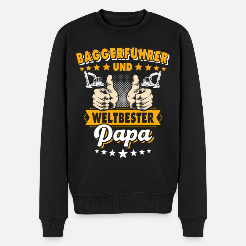 Baggerfahrer Papa - Männer Premium Bio Pullover - Schwarz