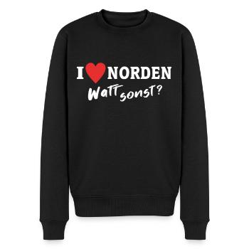 I Love Norden Stadt - Männer Premium Bio Pullover - Schwarz - Vorne - Nico (187cm)