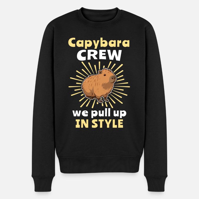 Capybara Sprüche Wasserschwein - Männer Premium Bio Pullover - Schwarz