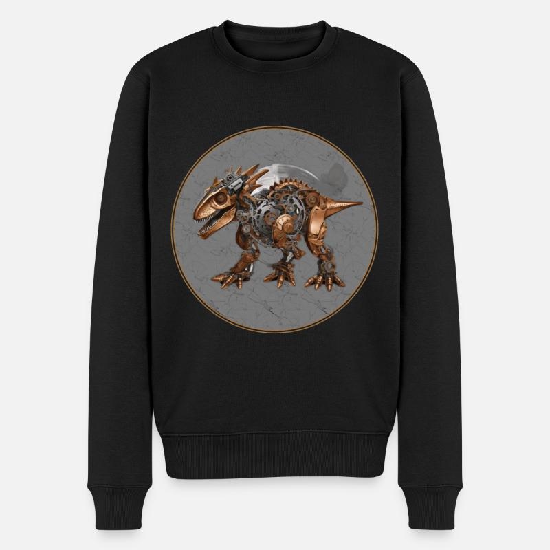 Steampunk-Dinosaurier - Männer Premium Bio Pullover - Schwarz