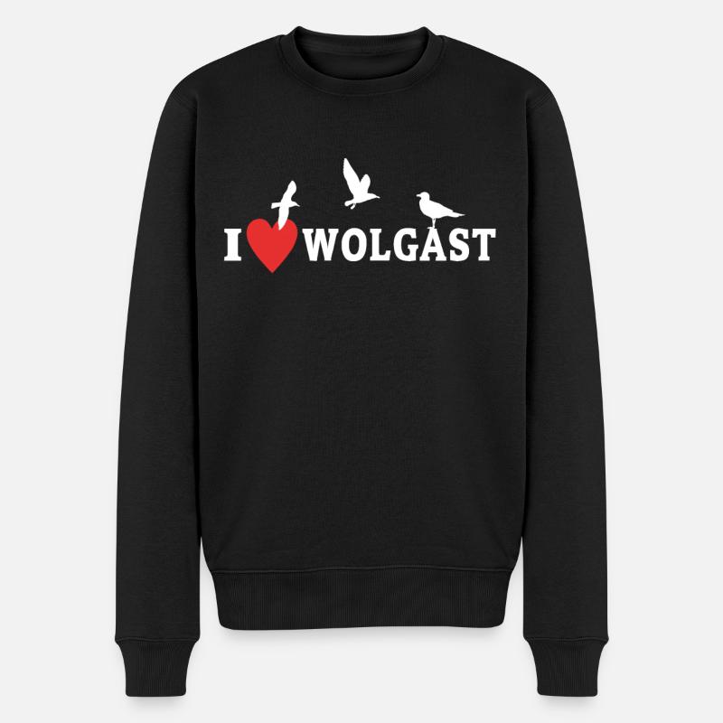 Ich Liebe Wolgast - Männer Premium Bio Pullover - Schwarz