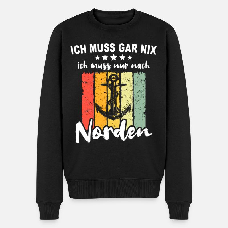 Nordener Spruch Norden - Männer Premium Bio Pullover - Schwarz