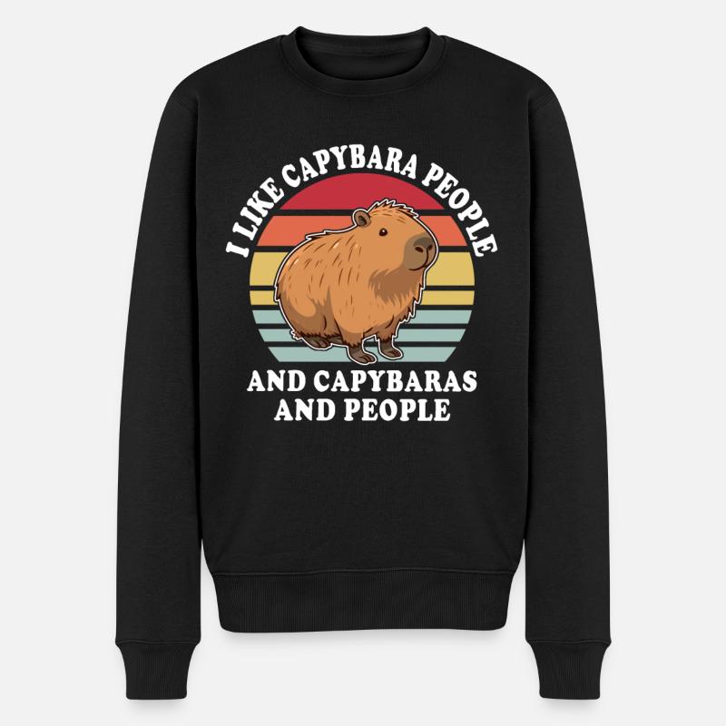 Capybara Sprüche - Männer Premium Bio Pullover - Schwarz