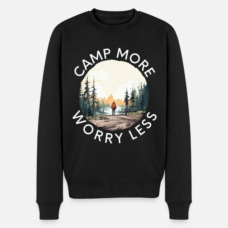 Campez plus Souciez-vous moins - Pull Premium bio Homme - noir