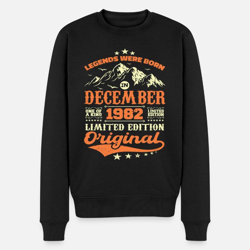 Décembre 1982 Cadeau Anniversaire - December 1982 - Pull Premium bio Homme - noir