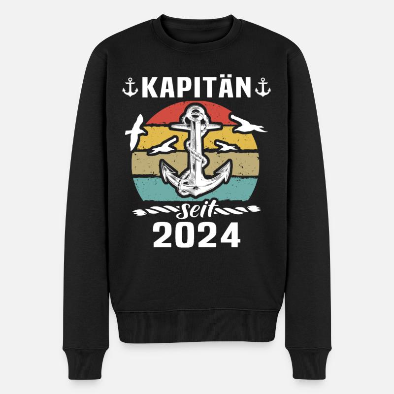 Kapitän 2024 Bootsführerschein - Männer Premium Bio Pullover - Schwarz