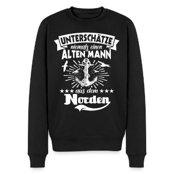 Norden Nordener Norddeutsche - Männer Premium Bio Pullover - Schwarz - Vorne - Nico (187cm)