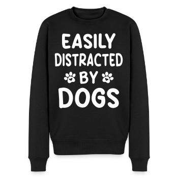 Leicht ablenkbar durch Hunde - Männer Premium Bio Pullover - Schwarz - Vorne - Nico (187cm)