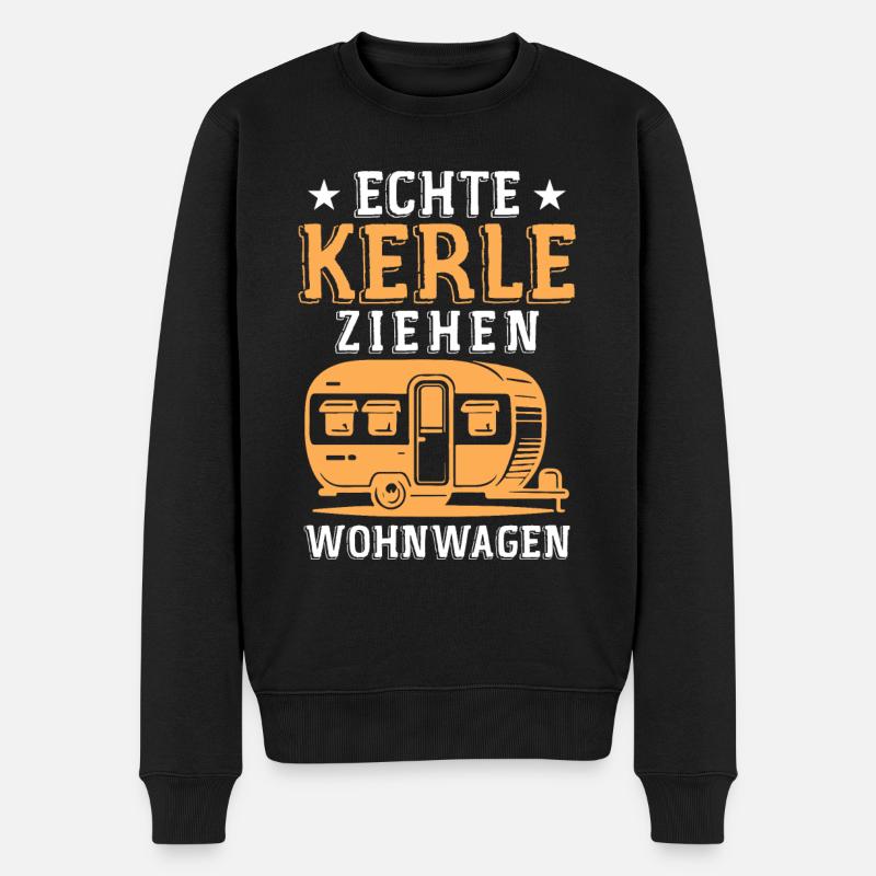 Echte kerle ziehen wohnwagen - Männer Premium Bio Pullover - Schwarz