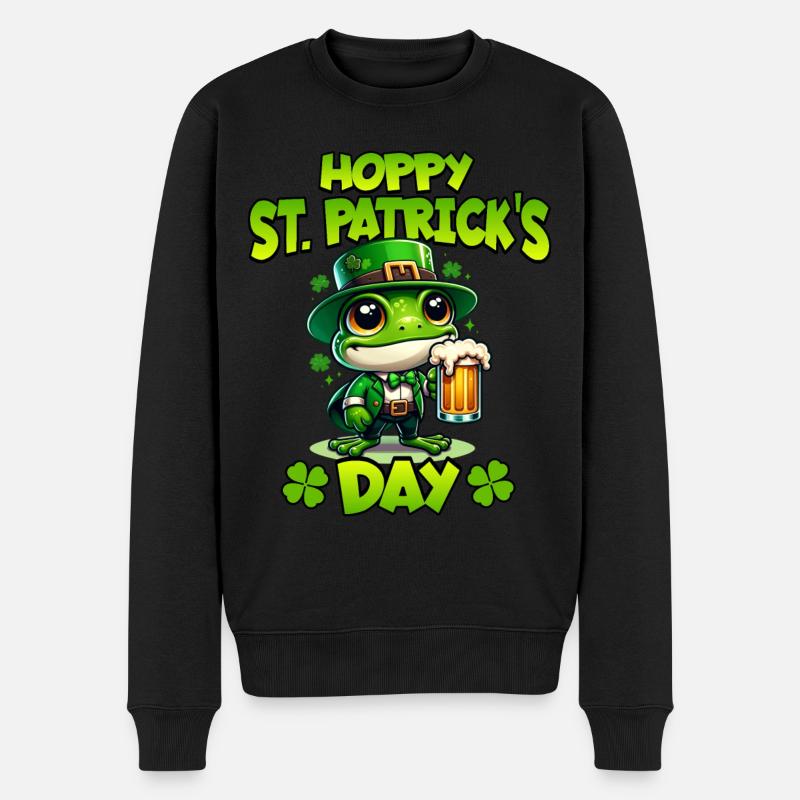 Frosch St. Patricks Day - Männer Premium Bio Pullover - Schwarz