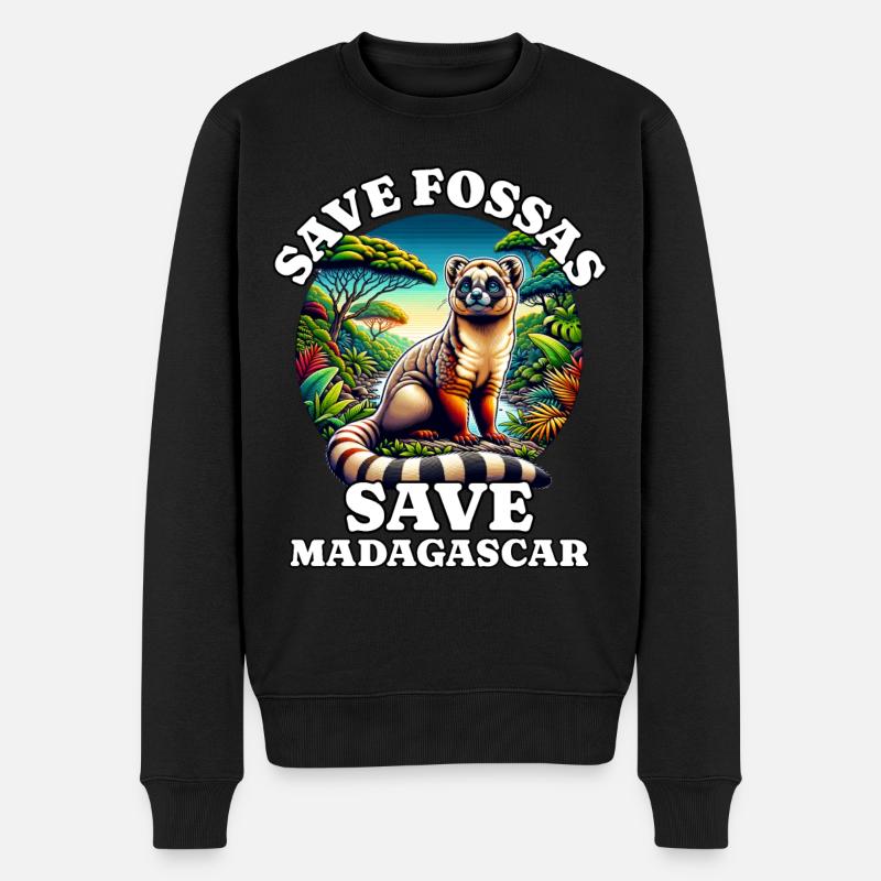 Save Fossas - Männer Premium Bio Pullover - Schwarz