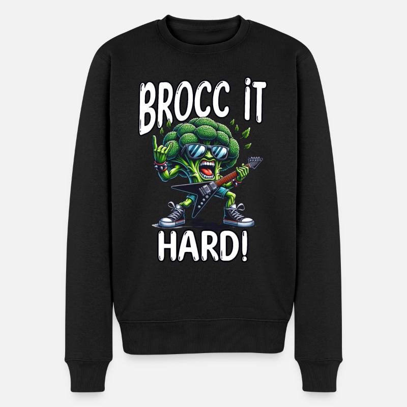 Brokkoli Vegetarier - Männer Premium Bio Pullover - Schwarz