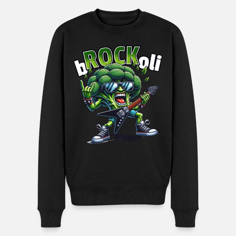 Broccoli Rocker Guitariste - Pull Premium bio Homme - noir