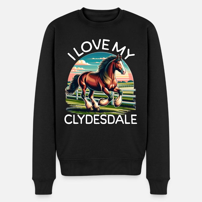 Clydesdale Liebe - Männer Premium Bio Pullover - Schwarz