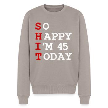 Birthday 45 Birthday Year Birth Funny - Men's Premium Organic Jumper - taupe - Front - Nico (187cm)