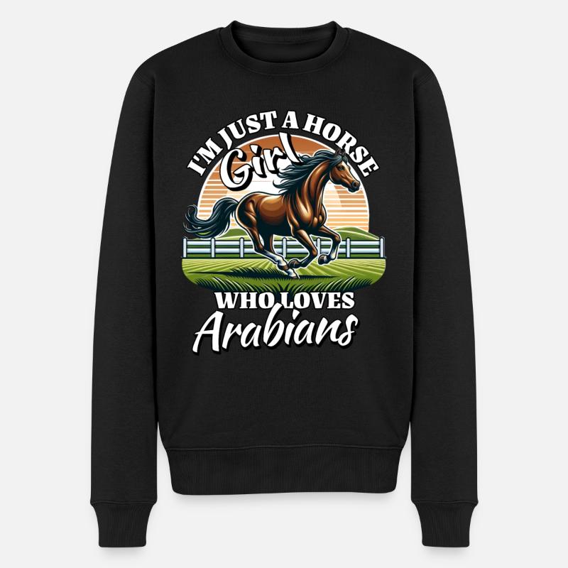 Fille de chevaux arabes - Pull Premium bio Homme - noir