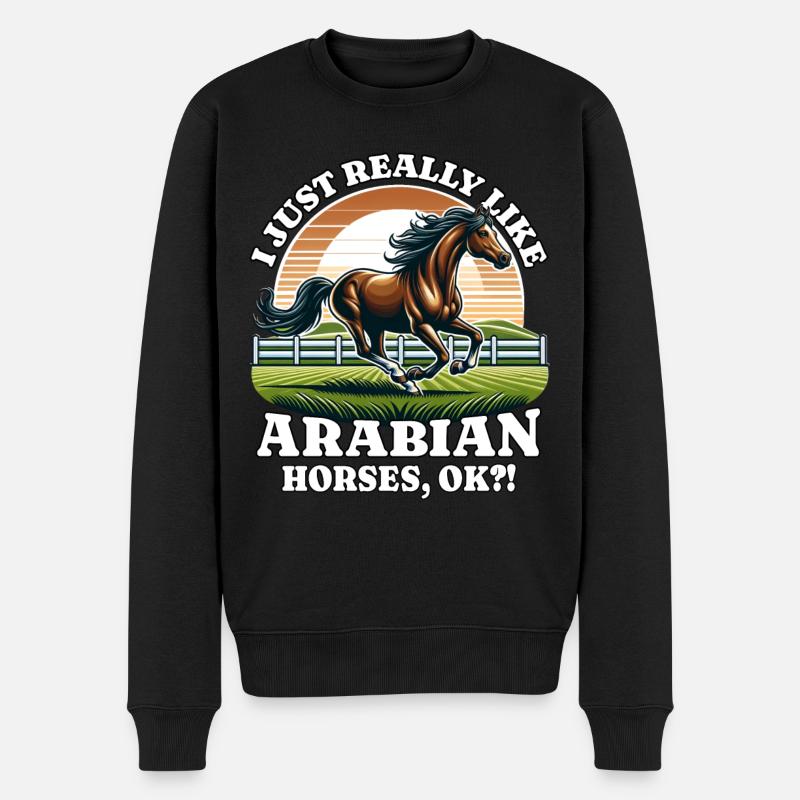 Arabian Pferd - Männer Premium Bio Pullover - Schwarz