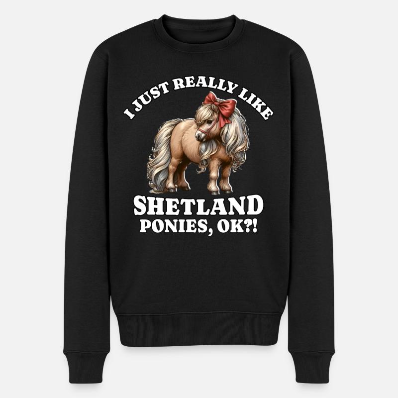 Cheval poney Shetland - Pull Premium bio Homme - noir