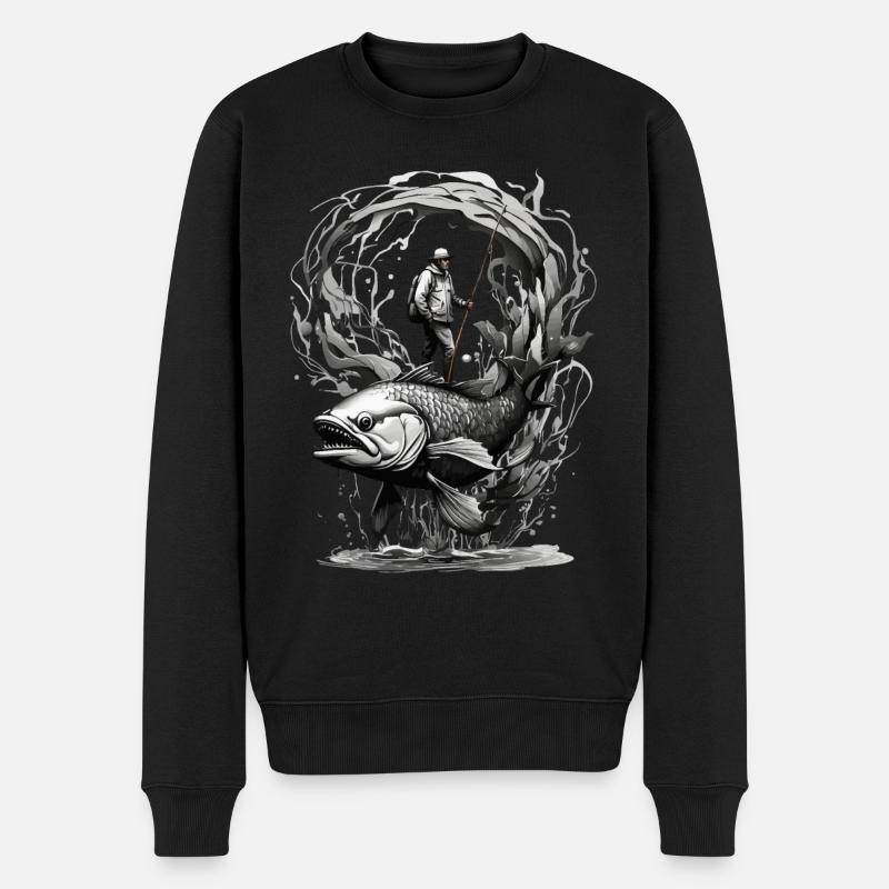 PÊCHE, PÊCHEUR, PÊCHEUR, PÊCHEUR - Pull Premium bio Homme - noir
