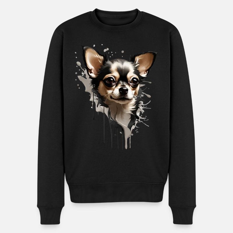 HUND COOL CHIHUAHUA - Männer Premium Bio Pullover - Schwarz