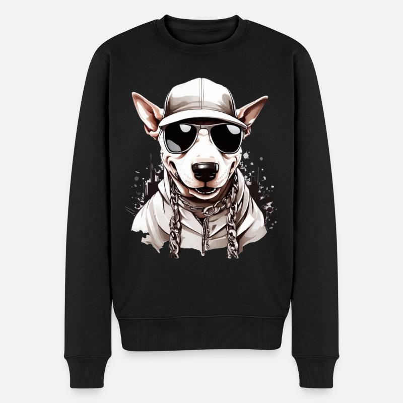RAPPER COOLER BULLTERRIER - Männer Premium Bio Pullover - Schwarz