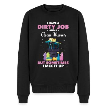 Femme de ménage - Pull Premium bio Homme - noir - Devant - Nico (187cm)