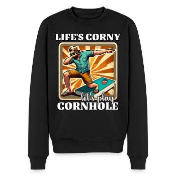 Cornhole - Männer Premium Bio Pullover - Schwarz - Vorne - Nico (187cm)